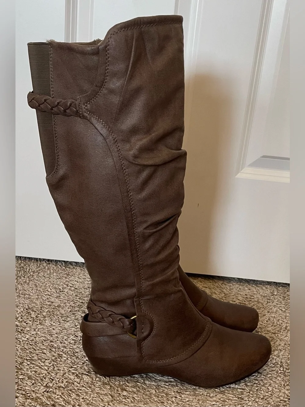 BareTraps Shania Brown Slouchy Knee High Riding Boots Size 10 Worn 1 Time
